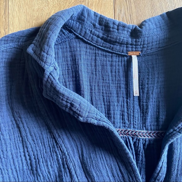Free People Tops - Free People Gauze Summer Button Down Top - Blue - XS